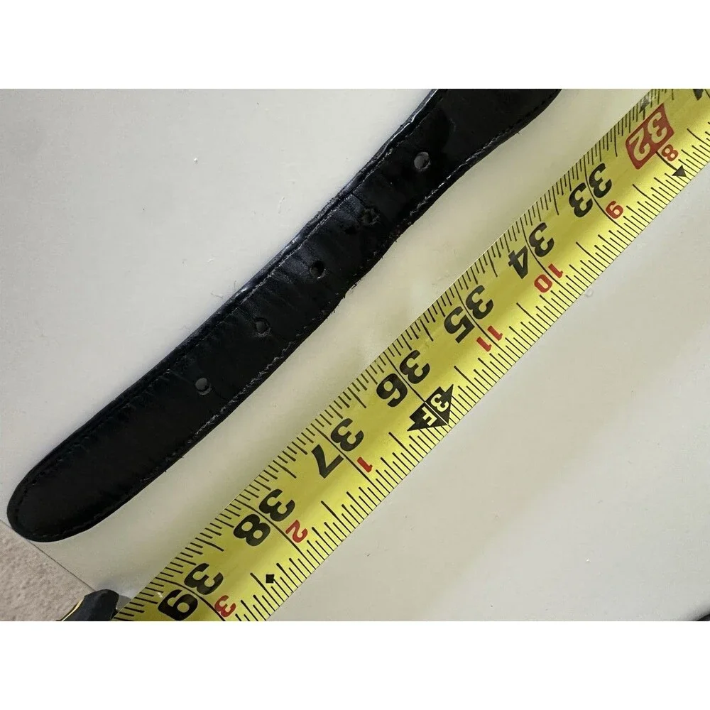 Coach Vintage Black Braided Leather Belt Size 38 Brass Buckle